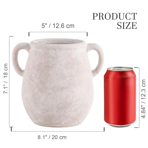 Vanselia Ceramic Flower Vase Home Decor White Rustic Table Flowers Vases Living Room Bedroom Plant Decoration Modern Farmhouse Vintage for Kitchen Shelf Office Coffee Dining Desk House Women 71 Rustic - Image 3