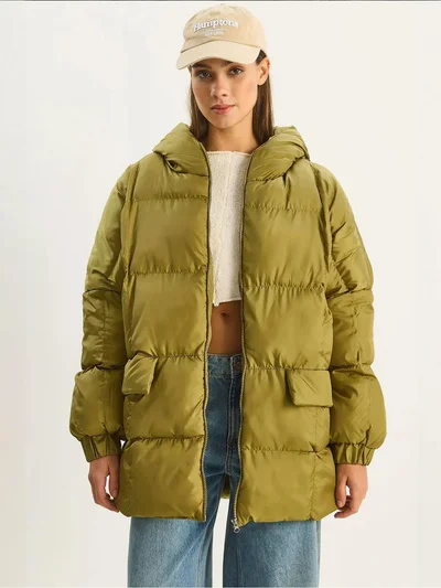 Bianco Lucci LUCCI Hooded Oversized Thick Puffer Jacket
