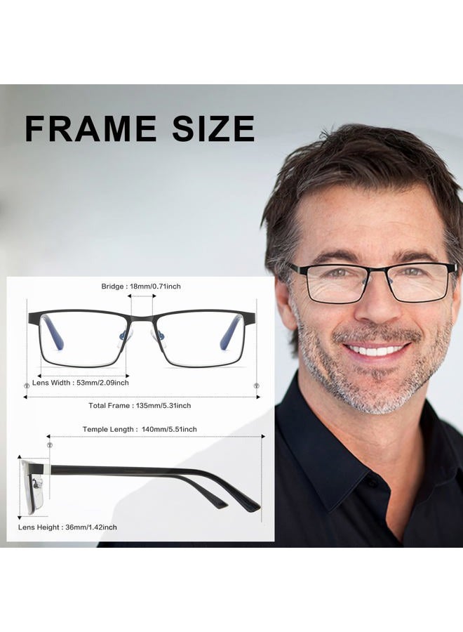 LKEYE Bifocal Reading Glasses Men Progressive Blue Light Blocking Computer Readers No Line Wide Metal Frame Designer Cheaters Transition Square Stylish Fashion Eyewear LK6013 +2.00 Strength - Image 2