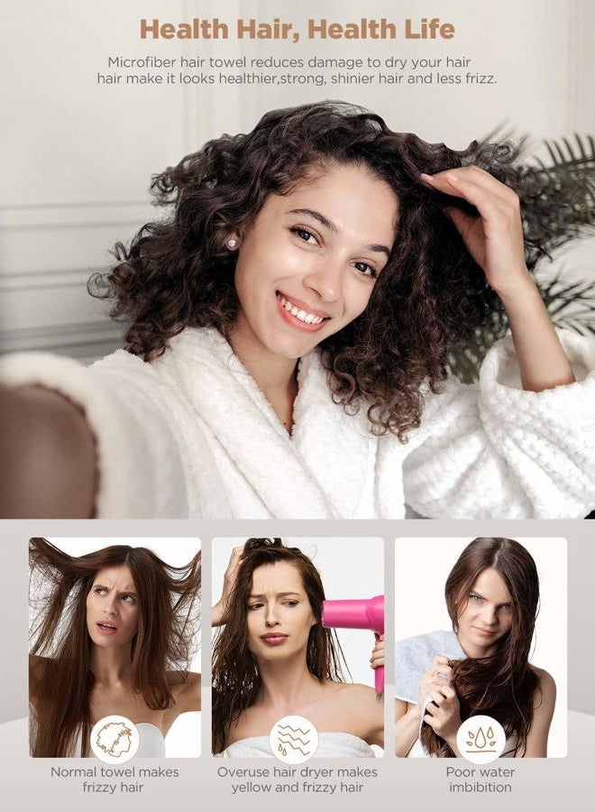 Hicober Microfiber Hair Towel, 3 Packs Hair Turbans for Wet Hair, Drying Hair Wrap Towels for Curly Hair Women Anti Frizz (Grey,Blue,Grey) - Image 2