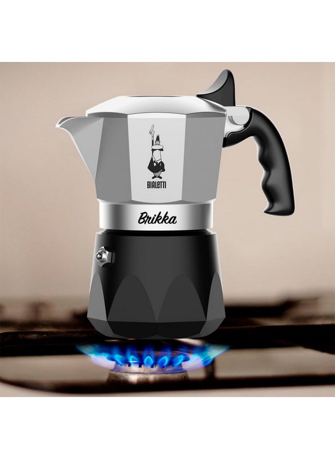 BIALeTTI Bialetti Brikka Moka Pot - Crema-Rich Stovetop Espresso Maker, Italian Coffee Maker, 2 Espresso Shots (3.4 oz - 100 ml), Black  - Image 3
