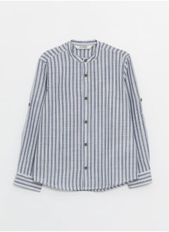 LC WAIKIKI Grandad Collar Striped Long Sleeve Boy Shirt  - Image 1