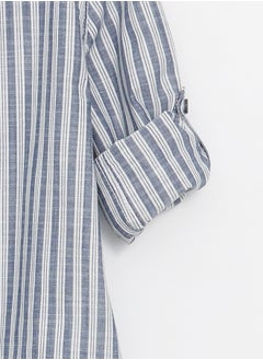 LC WAIKIKI Grandad Collar Striped Long Sleeve Boy Shirt  - Image 2