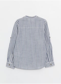 LC WAIKIKI Grandad Collar Striped Long Sleeve Boy Shirt  - Image 3