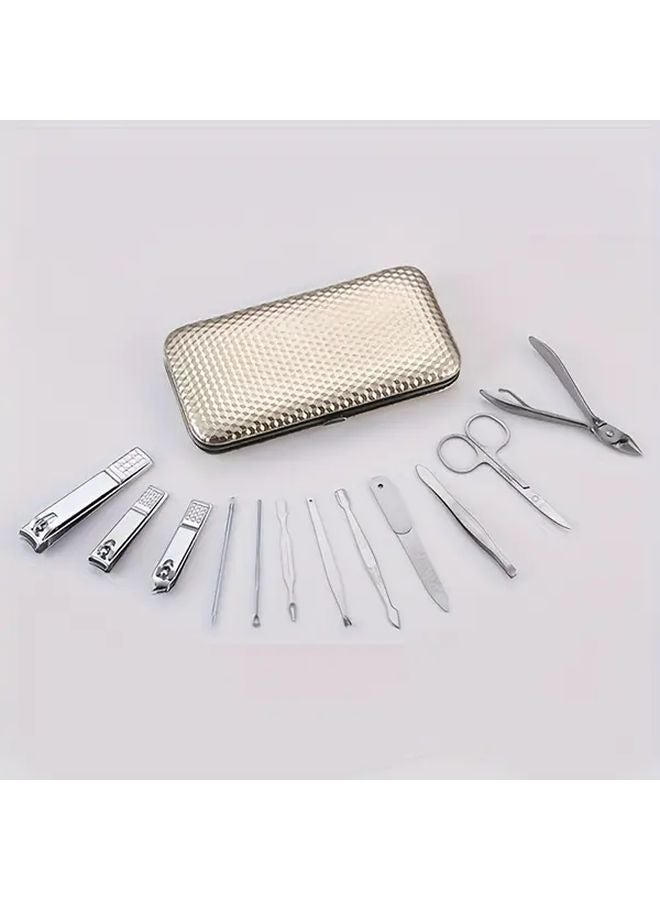 12 Pcs Professional Manicure Pedicure Kit Stainless Steel Nail Clippers Beauty Tool Set With Case - Image 3