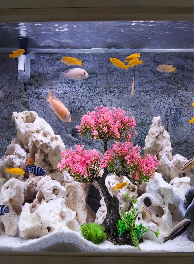 بارتي كينج دوم نباتات بلاستيكية لأحواض السمك، شجرة كرز واقعية وعشب مائي أخضر، آمنة على حيواناتك المائية وجودة المياه، نباتات اصطناعية نابضة بالحياة لإضفاء لمسة طبيعية على المناظر الطبيعية تحت الماء - Image 5