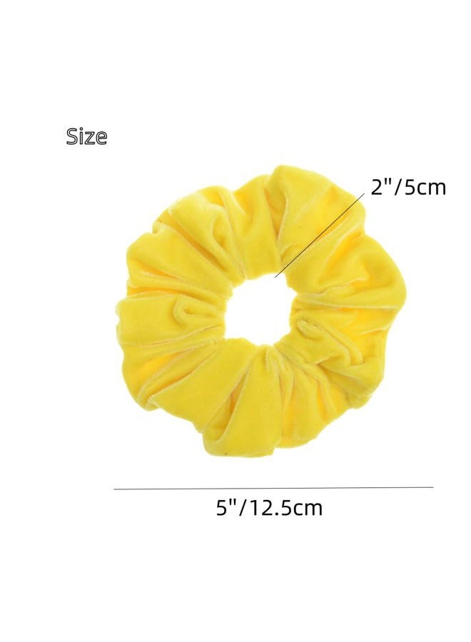 PIDOUDOU 2 Pcs Yellow Color Large Size Scrunchies for Women Hair Elastic Bands - Image 2
