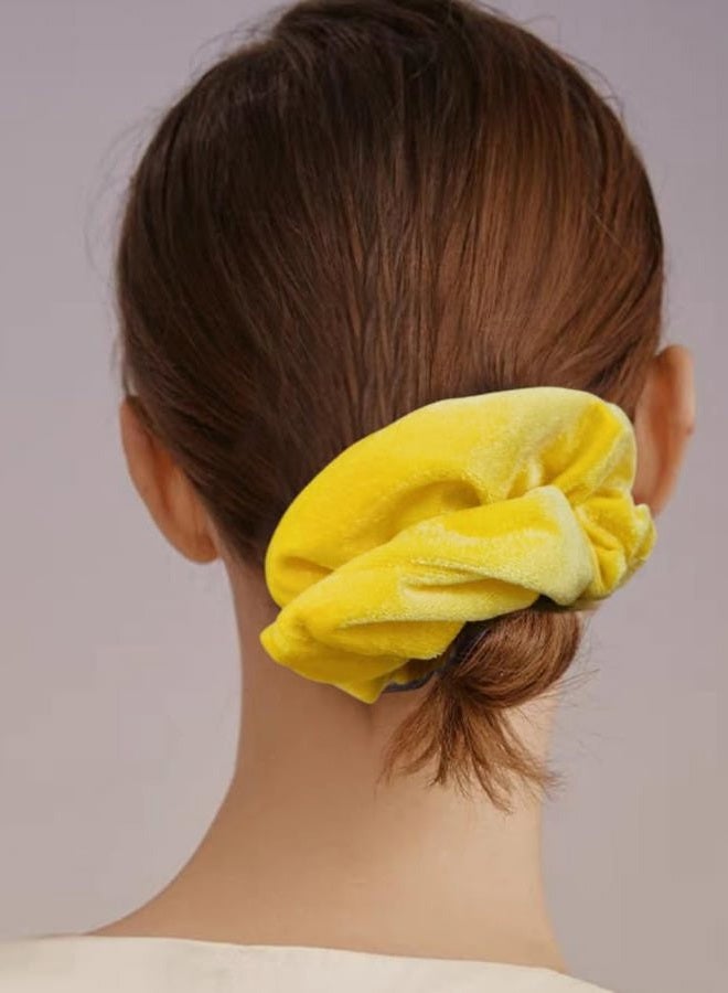 PIDOUDOU 2 Pcs Yellow Color Large Size Scrunchies for Women Hair Elastic Bands - Image 3