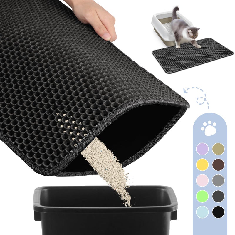 Powools Cat Litter Mat - 23.2'' x 29.1'' Large Litter Trapping Mat, Easy to Clean Litter Box Mat, Waterproof, Urine-Proof, Non-Slip Kitty Litter Mats for Floor, Beige - Image 1