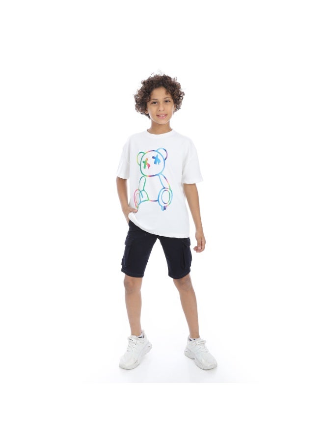 Andora Double Closure Gabardine Boys Cargo Shorts _ Heather Black - Image 2