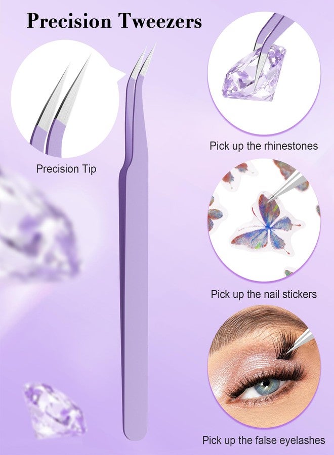 Rolybag Rhinestone Picker Tool, 2 Rhinestone Dotting Tool Wax Pen Dual-Ended with 4PCS Replaceable Wax Tips and 1 Tweezer for DIY Nail Art Tool (A- Purple) - Image 4