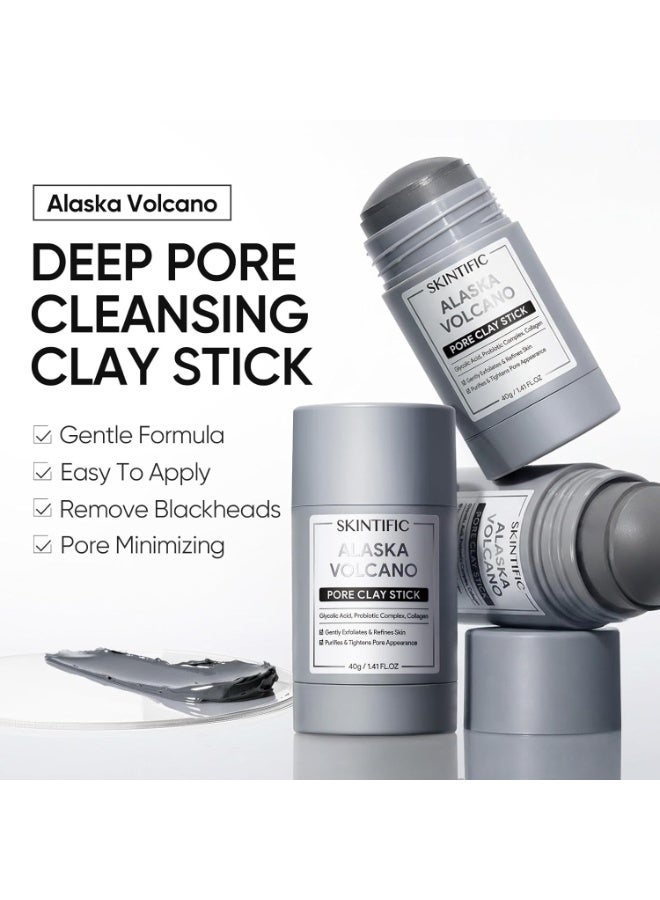 SKINTIFIC Mask Stick for Face Duo Set |Mugwort Clay Stick Mask 40g | Redness Soothing & Breakout Control & Deep Pore Cleansing Blackhead Remover Face Mask Stick40g | Mud Mask with Natural Alaska Volcano Clay, Gentle Exfoliating - Image 4