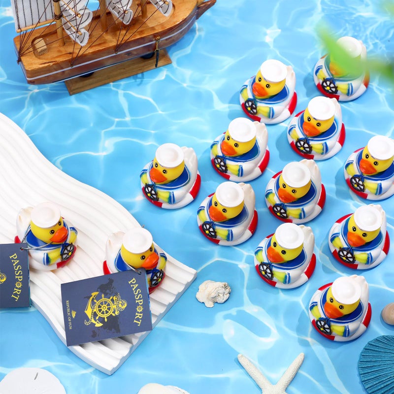 Jerify 12 Packs Cruise Ships Rubber Ducks 2 Inch Nautical Rubber Cruise Ducks Bulk Sailing Ship Toy for Carnival Party Gift Classroom Incentives Bath Tube Pool Toy - Image 4
