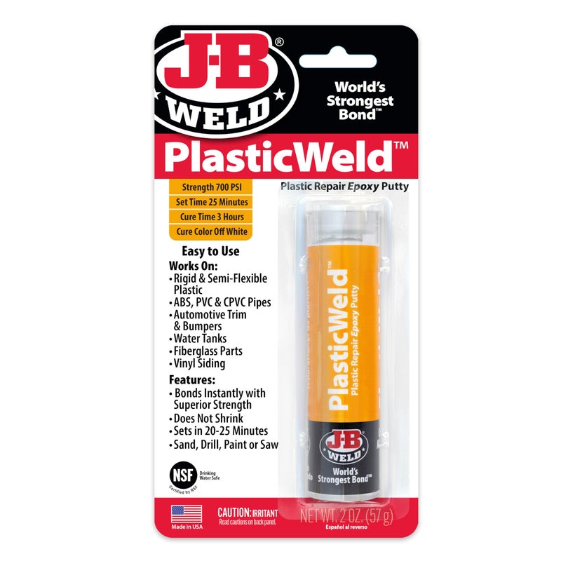 J-B WELD جي بي ويلد 8237UK جي بي8237 لاصق بلاستيكي سريع التثبيت أبيض فاتح متعدد الأغراض معزز بمواد الإيبوكسي، 57 جرام - Image 1