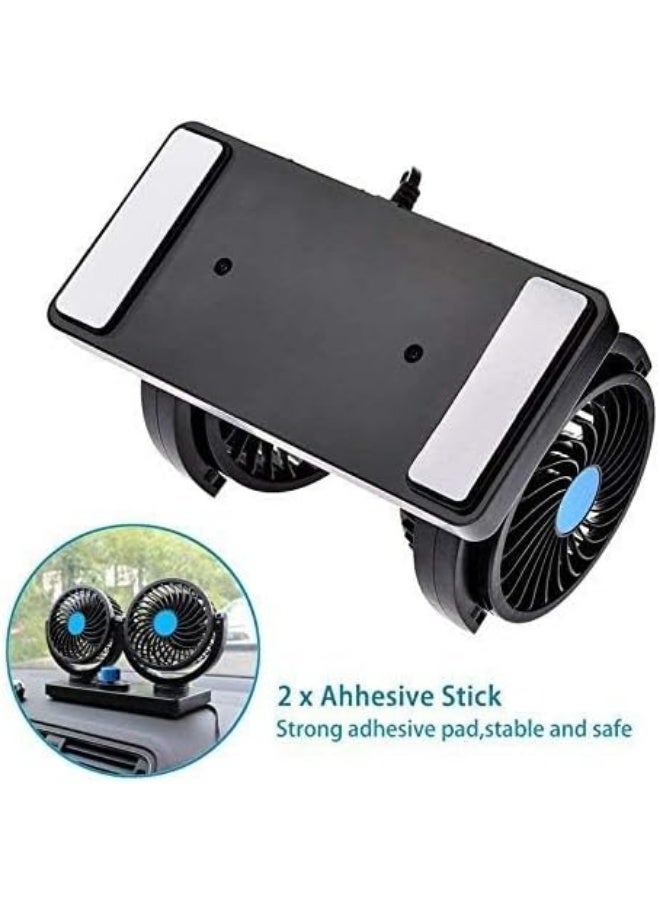 12V car fan, 360-degree rotation, two heads, two speeds, quiet and powerful, air fan suitable for all types of cars - Image 5