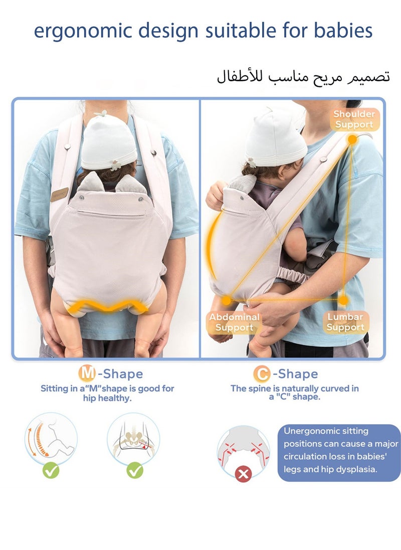 HANAMICHI - Baby Carrier with Pocket for Newborn to Toddler 4 in 1 Easy to Wear Adjustable Breathable Straps Convenient Front and Back Baby Carrier (Gray) - Image 1