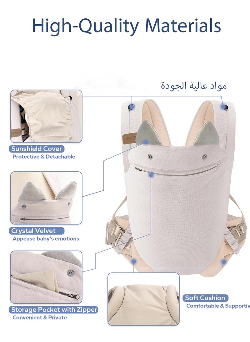 HANAMICHI - Baby Carrier with Pocket for Newborn to Toddler 4 in 1 Easy to Wear Adjustable Breathable Straps Convenient Front and Back Baby Carrier (Gray) - Image 1