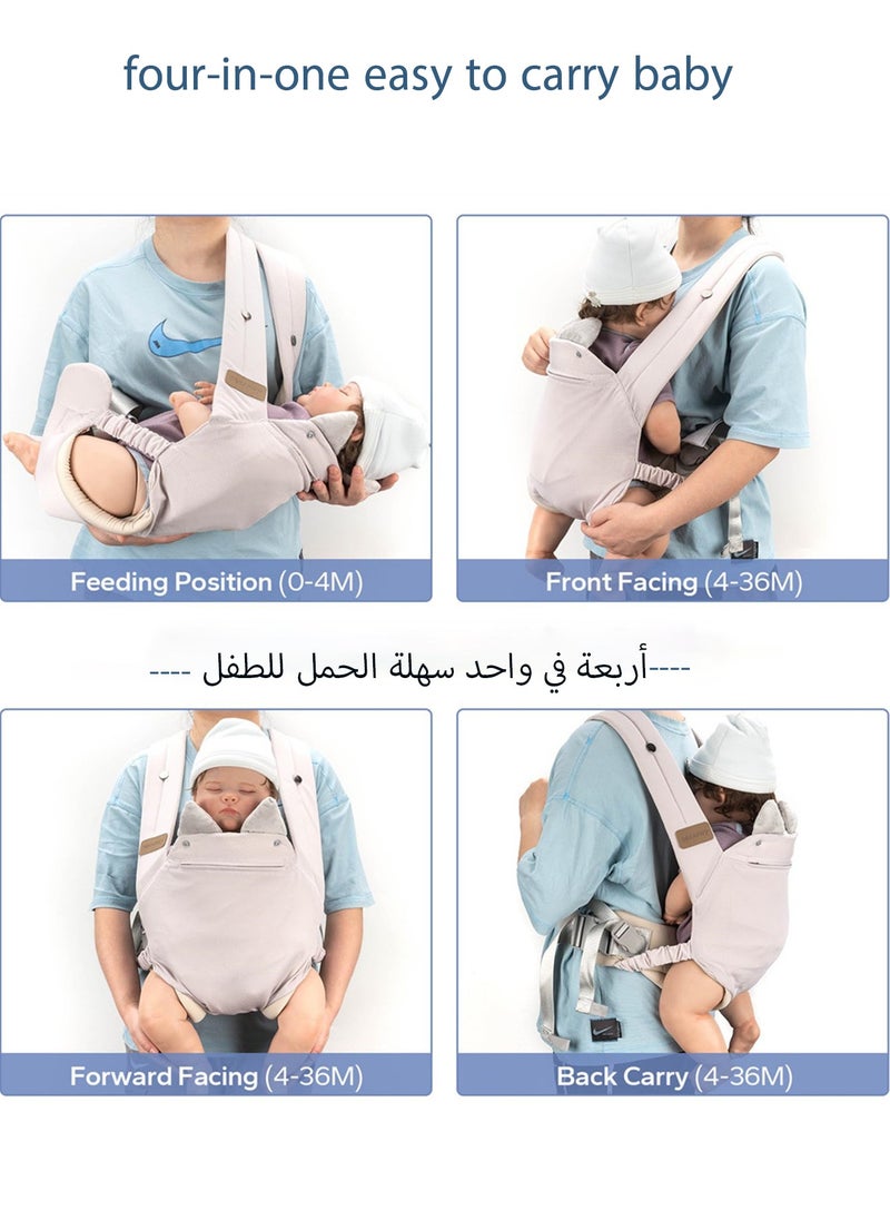 HANAMICHI - Baby Carrier with Pocket for Newborn to Toddler 4 in 1 Easy to Wear Adjustable Breathable Straps Convenient Front and Back Baby Carrier (Gray) - Image 1