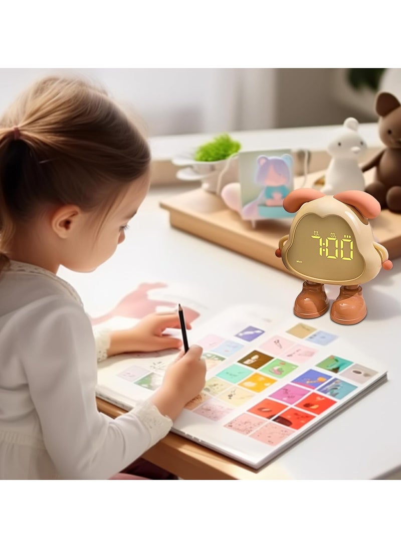 CMGTYYD Digital Alarm Clock, Kids Alarm Clock, Cute Dog Digital Clock，Alarm Clocks Bedside with Temperature, Calendar, Snooze, Easy to Set Travel Digital Clock,Battery Operated, Gifts for Boys, Girls - Image 3