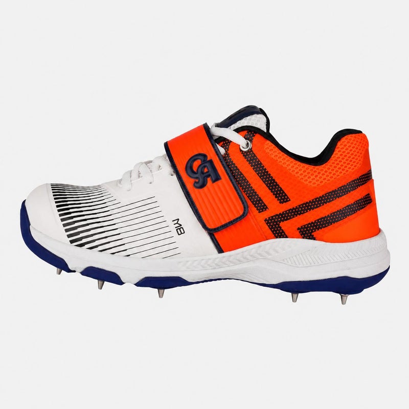 CA Cricket Arabia M8 Spikes White/Orange Cricket Spike Shoes, UK 8 / EU 42 - Image 1