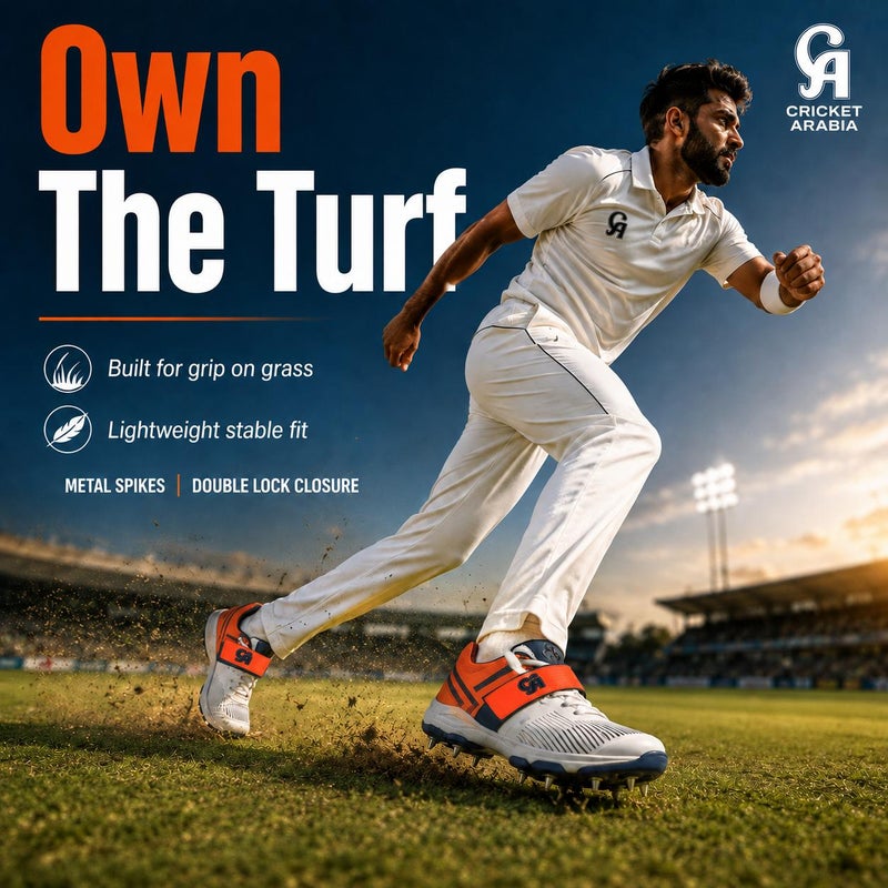 CA Cricket Arabia M8 Spikes White/Orange Cricket Spike Shoes, UK 8 / EU 42 - Image 5