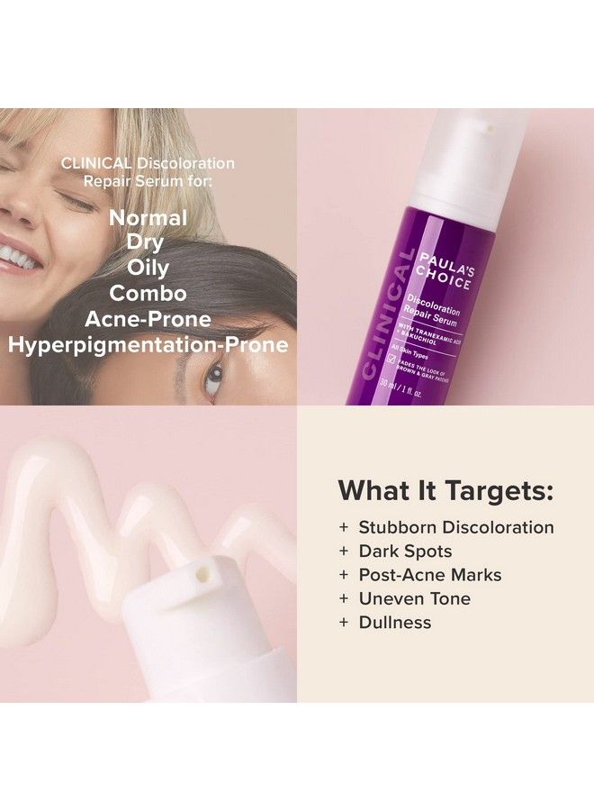 Clinical Discoloration Repair Serum With Tranexemic Acid For Stubborn Dark Spots Postacne Marks & Sun Damage Parabenfree & Fragrancefree 1 Fl Oz