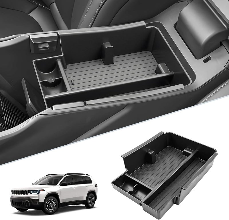 SKTU for 2026 Jeep Cherokee Center Console Organizer for 2026+ Jeep Cherokee (Base/Laredo/Limited/Overland) Console Tray Jeep Cherokee 2026 Accessories ABS Insert Tray with Sunglasses and Coin Holder - Image 1