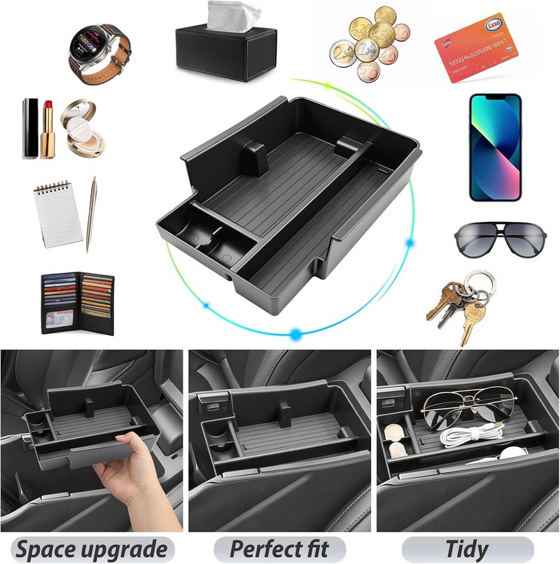 SKTU for 2026 Jeep Cherokee Center Console Organizer for 2026+ Jeep Cherokee (Base/Laredo/Limited/Overland) Console Tray Jeep Cherokee 2026 Accessories ABS Insert Tray with Sunglasses and Coin Holder - Image 2