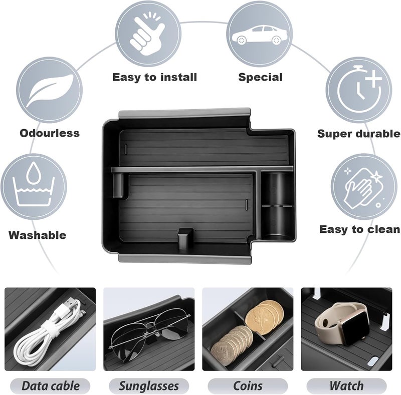 SKTU for 2026 Jeep Cherokee Center Console Organizer for 2026+ Jeep Cherokee (Base/Laredo/Limited/Overland) Console Tray Jeep Cherokee 2026 Accessories ABS Insert Tray with Sunglasses and Coin Holder - Image 5