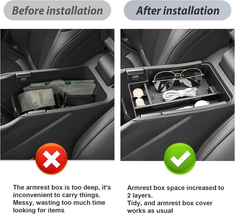 SKTU for 2026 Jeep Cherokee Center Console Organizer for 2026+ Jeep Cherokee (Base/Laredo/Limited/Overland) Console Tray Jeep Cherokee 2026 Accessories ABS Insert Tray with Sunglasses and Coin Holder - Image 3