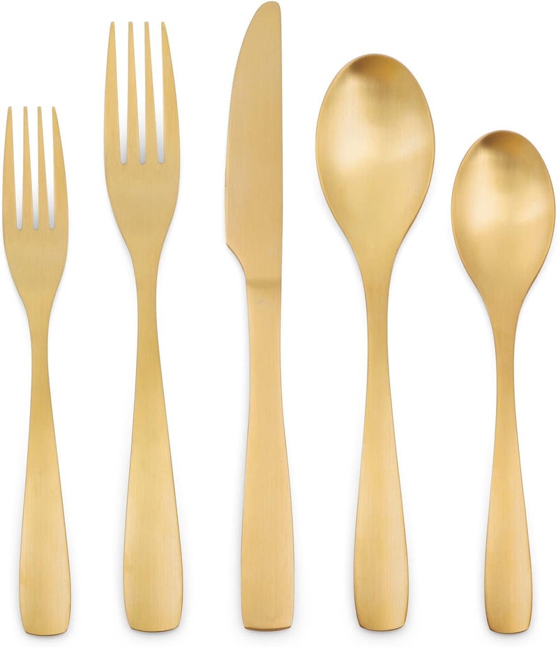 Bettlife Matte Gold Silverware Flatware Cutlery Set 20 Piece Dishwasher Safe Luxury Stainless Steel - Image 1