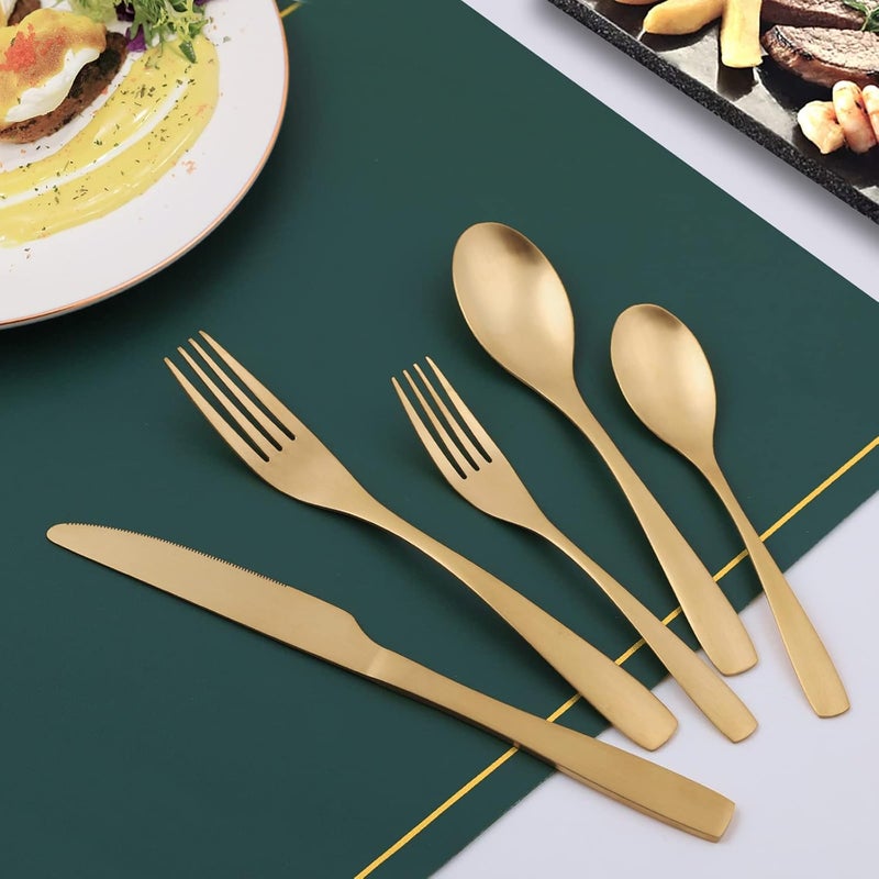 Bettlife Matte Gold Silverware Flatware Cutlery Set 20 Piece Dishwasher Safe Luxury Stainless Steel - Image 4