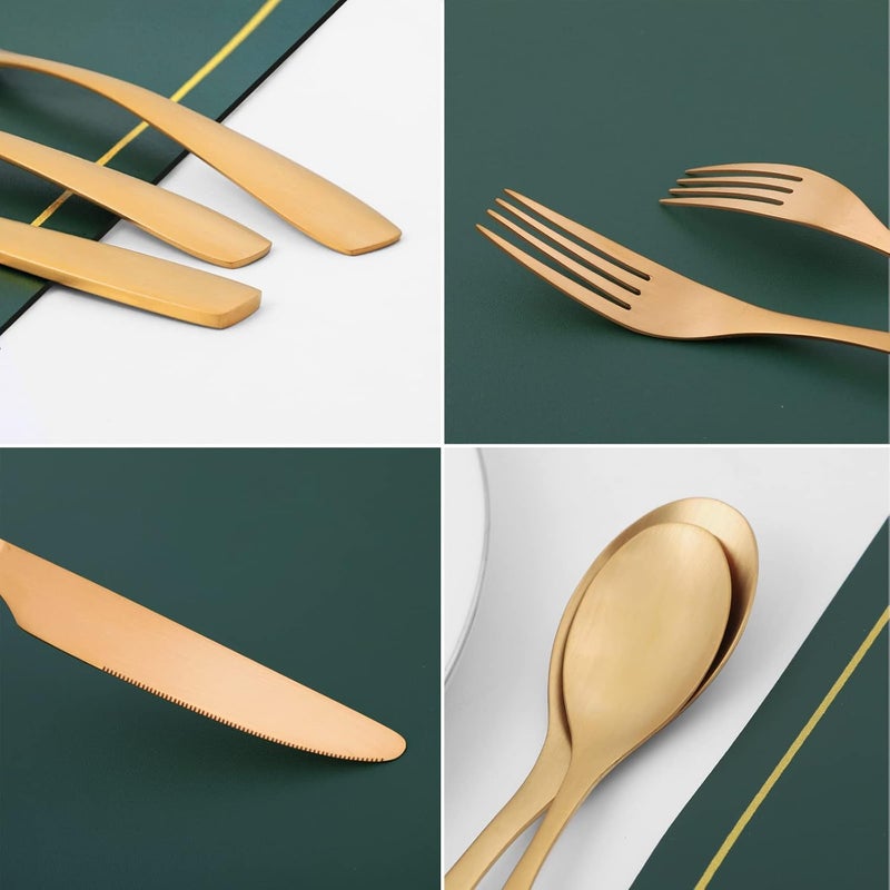 Bettlife Matte Gold Silverware Flatware Cutlery Set 20 Piece Dishwasher Safe Luxury Stainless Steel - Image 3