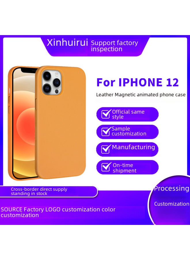 For Apple 12 Original Magnetic Mobile Phone Case Iphone11promax Real Leather Magsafe Protective Shell 11-Color:Official Same As The Number Of Flowers And Grass Color-Applicable Model:For IPhone 12Promax (color Animation + Magnetic + Carton Packaging)