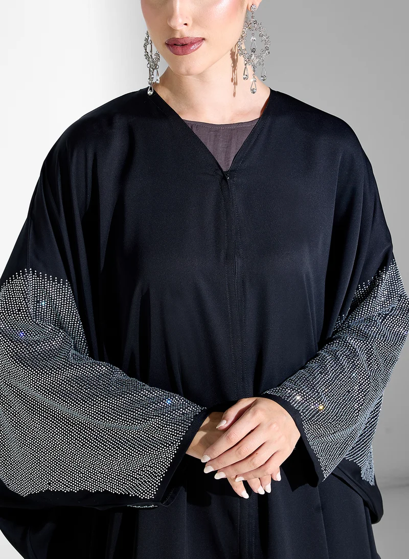 Khizana Abaya With Embellished Sleeves & Sheila