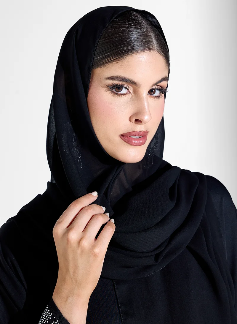 Khizana Abaya With Embellished Sleeves & Sheila