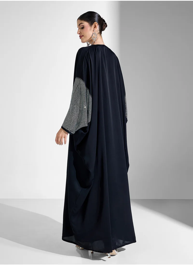 Khizana Abaya With Embellished Sleeves & Sheila