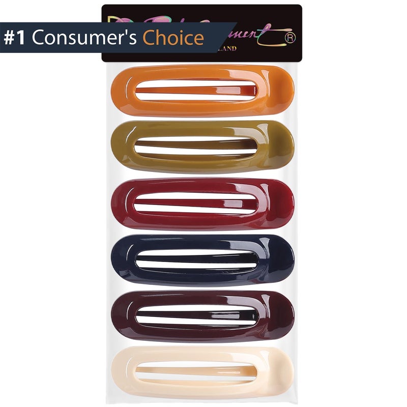 RC ROCHE ORNAMENT RC ROCHE 6 Pcs Flat Claw Hair Clips for Women Alligator French Barrette Long Thick Hair Duckbill Curved No Slip Grip Lay Flat Side Slide Firm Classic Styling, Large Classic Multicolor - Image 5