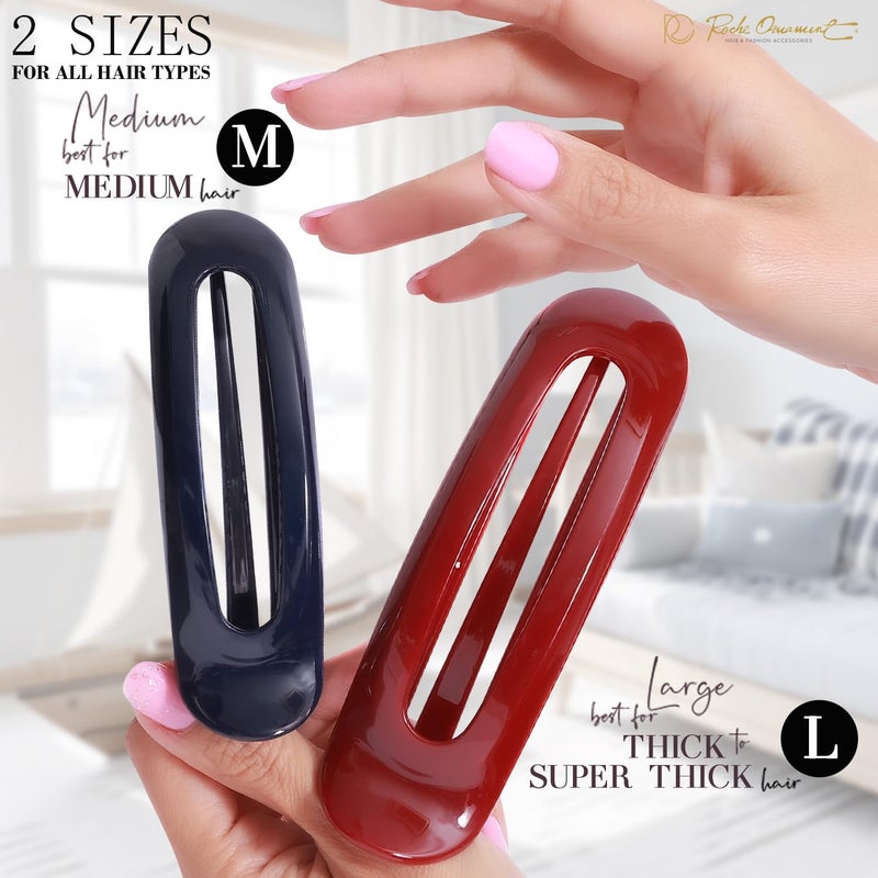 RC ROCHE ORNAMENT RC ROCHE 6 Pcs Flat Claw Hair Clips for Women Alligator French Barrette Long Thick Hair Duckbill Curved No Slip Grip Lay Flat Side Slide Firm Classic Styling, Large Classic Multicolor - Image 4