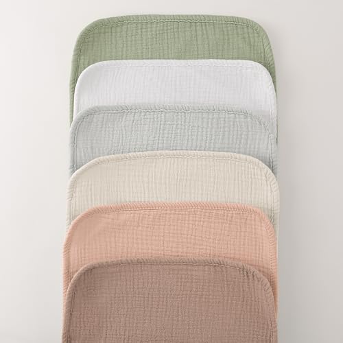 Bearmoss Muslin Burp Cloths, 100% Cotton Baby Burping Clothes, Large Extra Soft Absorbent for Unisex Newborn Boy and Girl, 20x10in, 6 Pack - Image 3
