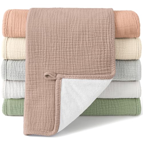 Bearmoss Muslin Burp Cloths, 100% Cotton Baby Burping Clothes, Large Extra Soft Absorbent for Unisex Newborn Boy and Girl, 20x10in, 6 Pack - Image 1