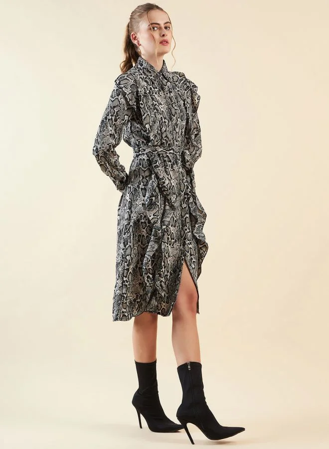 Freehand Women Regular Fit Casual Fauna Midi Dress