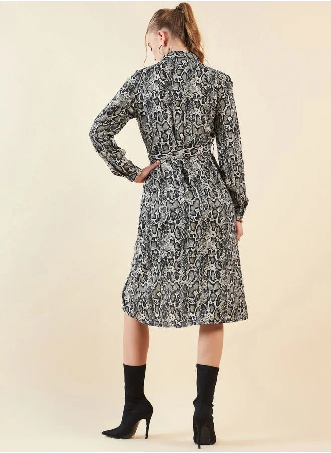 Freehand Women Regular Fit Casual Fauna Midi Dress