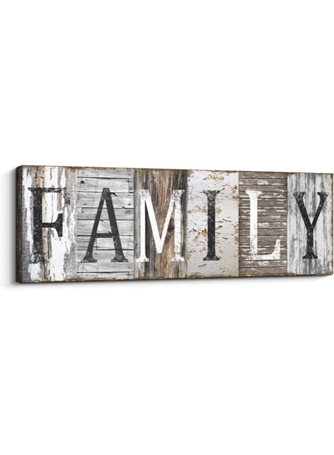 Pinetree Art Quotes Wall Art Decor, Family Decorative Signs Inspirational Motto Canvas Prints (With Solid Wood Inner Frame) (Family, 12 x 36 inch) - Image 1