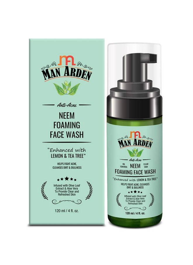 Man Arden Man Arden Anti-Acne Neem Foaming Face Wash - Helps Fight Acne, Cleanses Dirt And Dullness - Infused With Olive Leaf Extract And Aloe Vera, 120ml  - Image 1