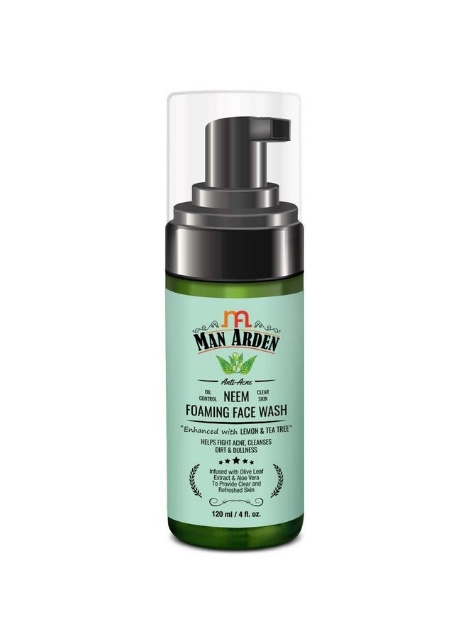 Man Arden Man Arden Anti-Acne Neem Foaming Face Wash - Helps Fight Acne, Cleanses Dirt And Dullness - Infused With Olive Leaf Extract And Aloe Vera, 120ml  - Image 2