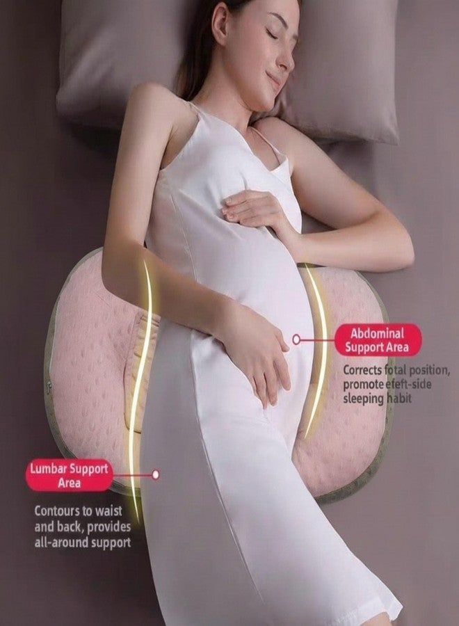 COOZLY وسادة كوزلي للحوامل | وسادة مزدوجة لدعم الظهر والبطن أثناء الحمل | تصميم فراشة قابل للتعديل | وسادة حمل مناسبة للسفر بغطاء من القطن العضوي المضاد للحساسية، لون وردي فاتح - Image 3