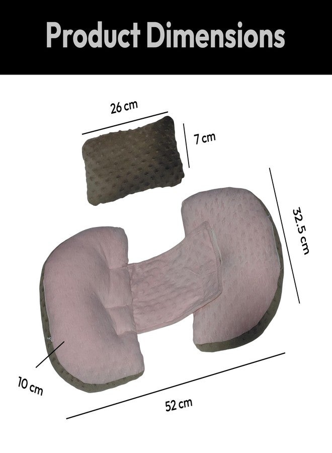 COOZLY وسادة كوزلي للحوامل | وسادة مزدوجة لدعم الظهر والبطن أثناء الحمل | تصميم فراشة قابل للتعديل | وسادة حمل مناسبة للسفر بغطاء من القطن العضوي المضاد للحساسية، لون وردي فاتح - Image 2