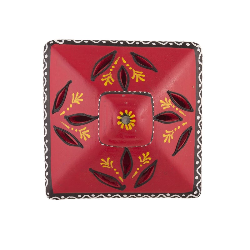 Shabana Art Potteries Handmade Handpainted Terracotta hut lamp Red  - Image 4