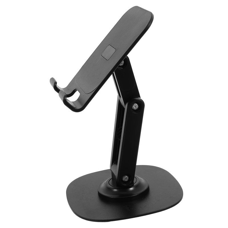 Black Metal Rotating Phone Stand 360 Dual Joint Adjustable Foldable Desktop Holder - Image 2